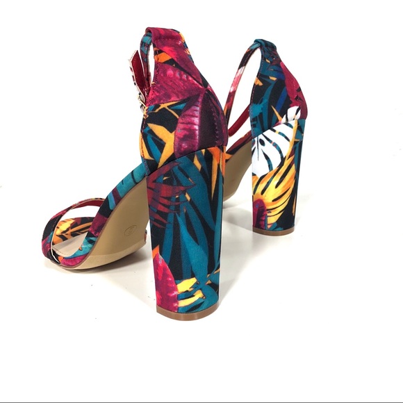 Liliana Multi-Color Block Heels Open Toe - Picture 2 of 5